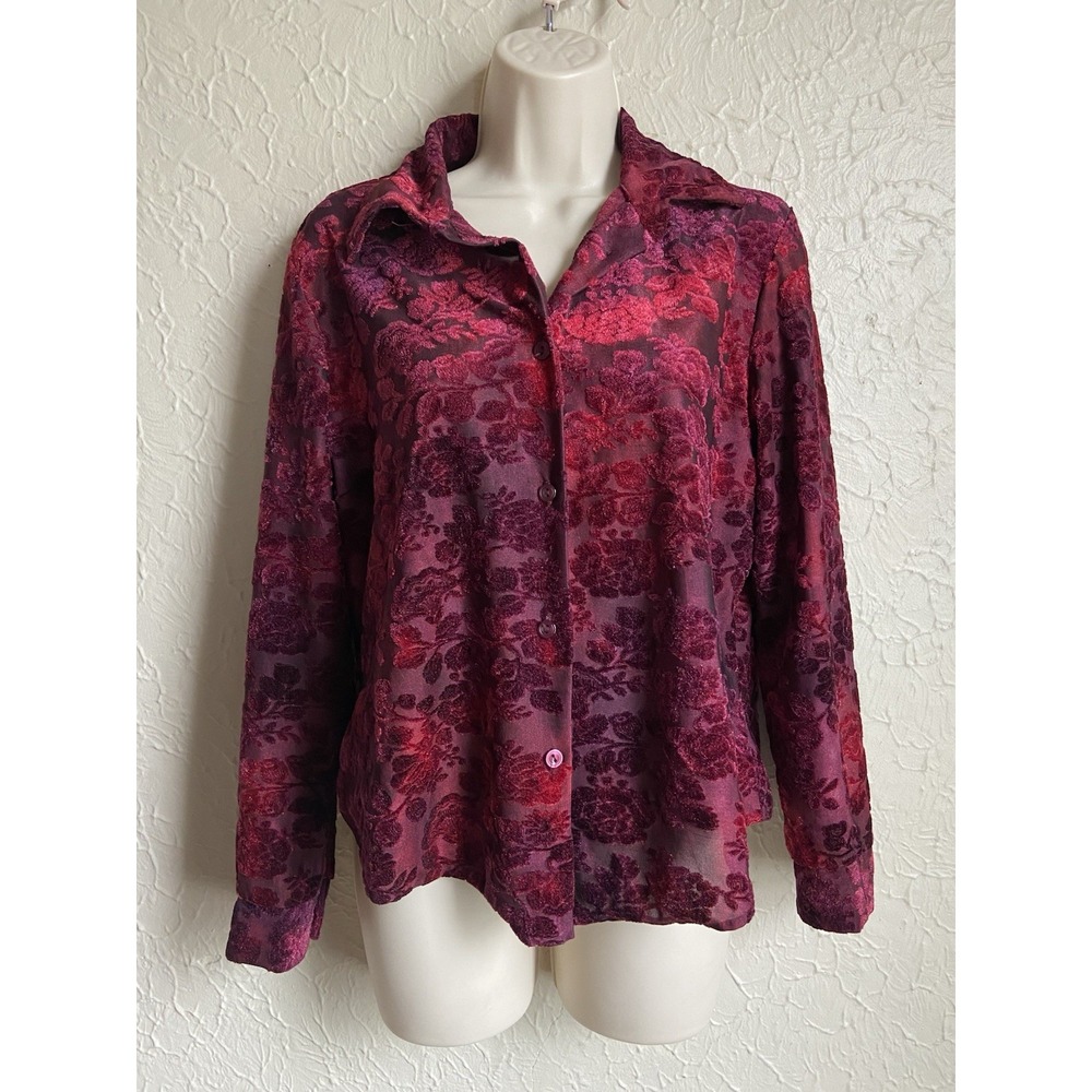 Vtg RUE 21 Womens Burnout Velvet Top Sz M Y2K Romantic Gothic Whimsigoth Sheer